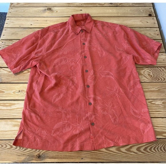 Tommy Bahama Button Up Silk Shirt Size Large Men’s Red Short Sleeve - Picture 1 of 7